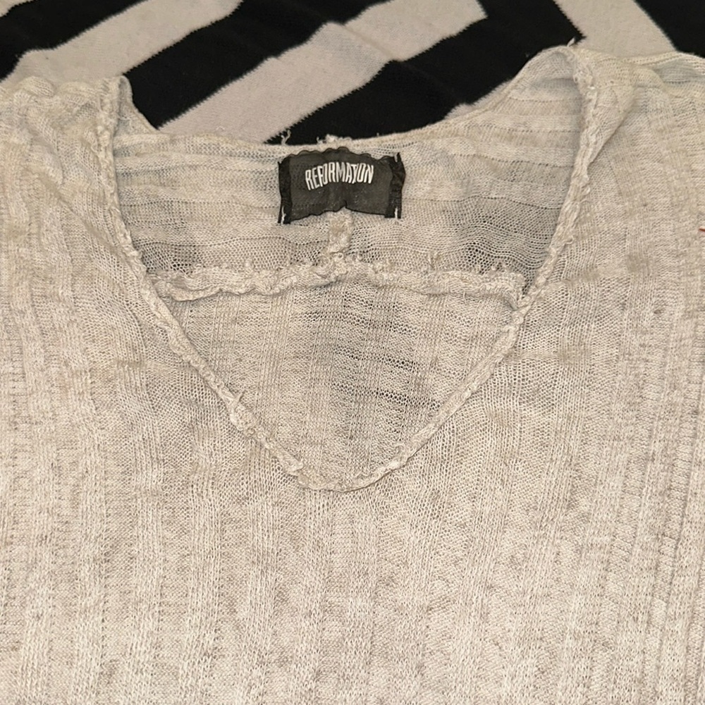 Reformation short sleeve ribbed sweater shirt